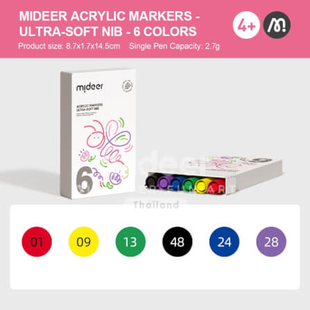 ปากกาเมจิกสีอะคริลิค 6 สี Mideer MD1335_7
